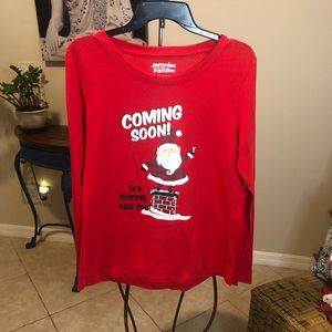 NWT Jammies For Your Families Santa Christmas Pajama Top S